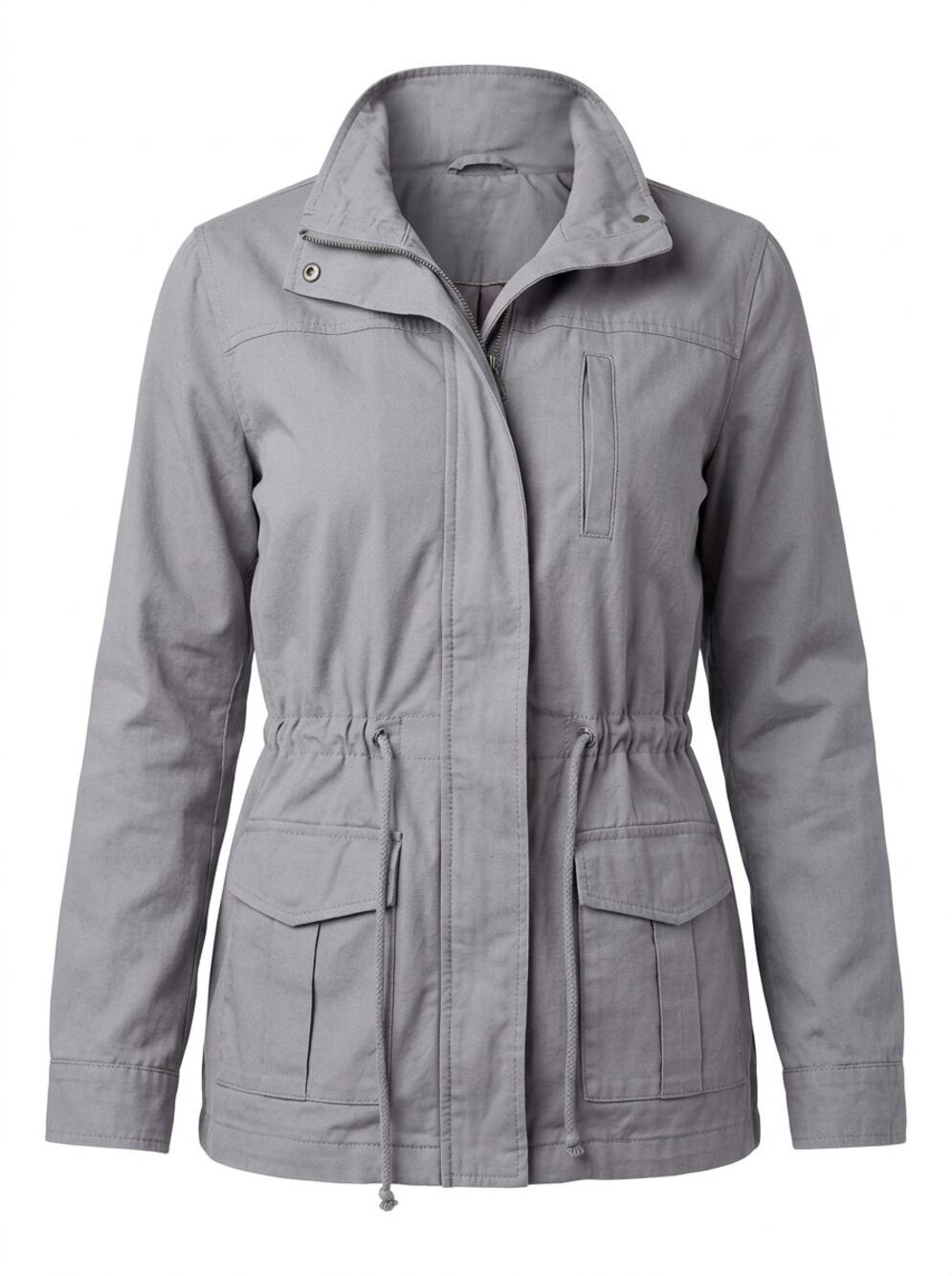 Charlotte Russe Gray Full Zip Lined Collared Anorak Jacket Women Size L